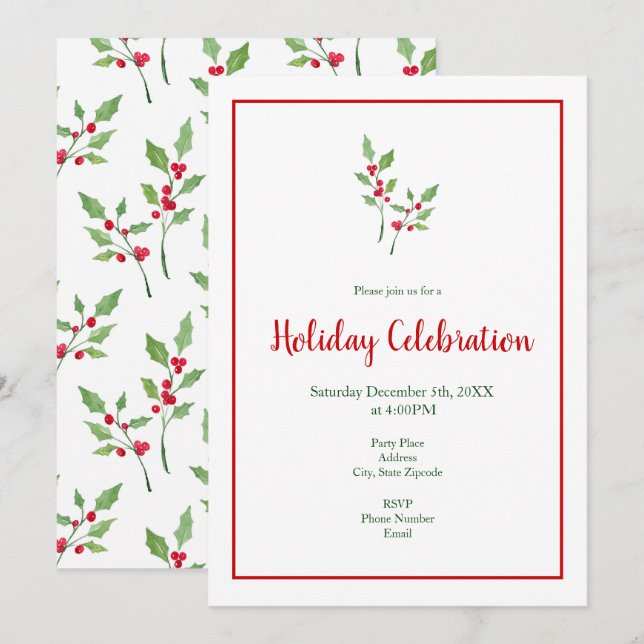 Invitación Patrón y estribillos de agujeros de acuarela (Anverso / Reverso)