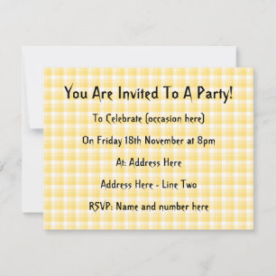 Invitación Patrón Yellow Gingham Check.