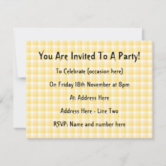Invitación Patrón Yellow Gingham Check.