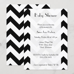Invitación Patrón Zigzag blanco y negro, Baby Shower