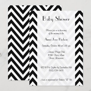 Invitación Patrón Zigzag blanco y negro, Baby Shower