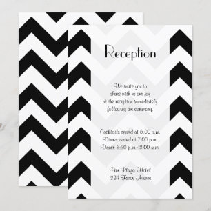 Invitación Patrón Zigzag negro y blanco, Chevron, recepción