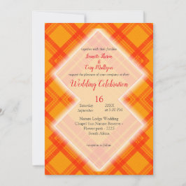 Invitación Patrones de comprobación rojo y naranja