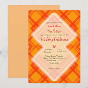 Invitación Patrones de comprobación rojo y naranja