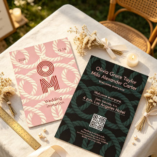 Invitación patrones de cuerda entrelazados simbólicos boda
