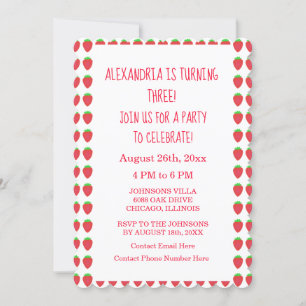 Invitación Patrones de fresa tercera edad Personalizado Fiest