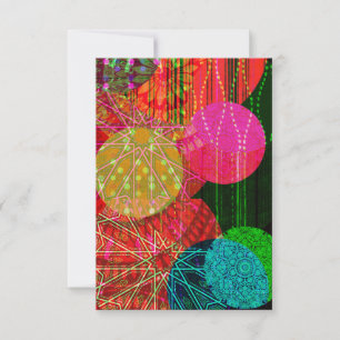 Invitación Patrones en llamas Círculos Resumen de arte Cumple