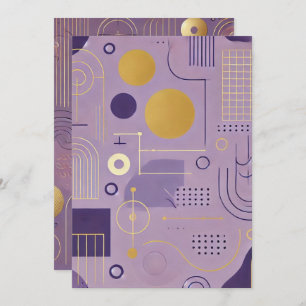 Invitación Patrones escandinavos imprimibles púrpura y dorado