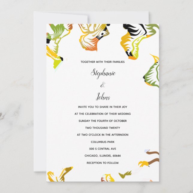 Invitación Patrones florales Primavera Verano otoño Boho Boda (Anverso)