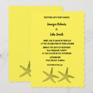 Invitación Patrones Starfish Boda amarillo negro colorido