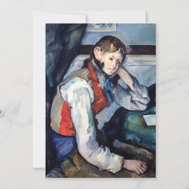 Invitación Paul Cezanne - Niño con Chaleco Rojo (Anverso)