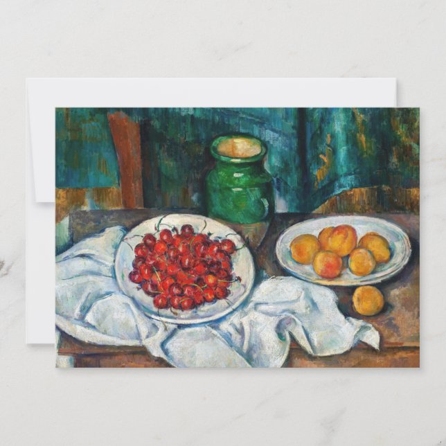Invitación Paul Cezanne - Todavía la vida con cerezas y guiso (Anverso)