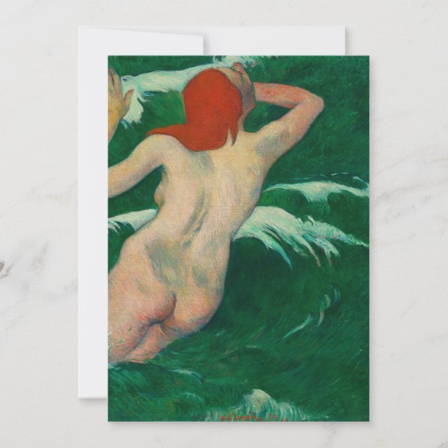 Invitación Paul Gauguin In the Waves (Dans les Vagues) (Anverso)