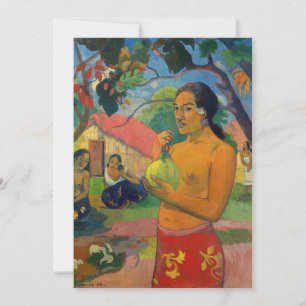 Invitación Paul Gauguin - Mujer sosteniendo un fruto
