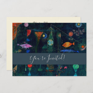 Invitación Paul Klee Fish Magic Resumen Pintura de arte gráfi