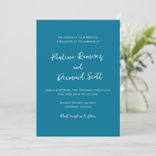 Invitación Paulina Modern Blue Simple Elegant Wedding