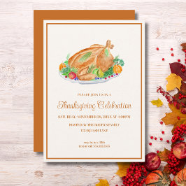 Invitación Pavo de Acción de Gracias acuarela
