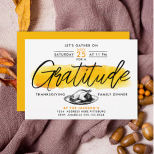Invitación Pavo de Acción de Gracias Cena de Día de Acción de