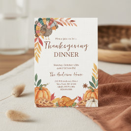 Invitación Pavo de Acción de Gracias con parches caprichosos