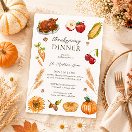 Invitación Pavo de Acción de Gracias de pastel de calabaza de