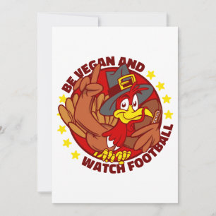 Invitación pavo de acción de gracias vegano feliz fútbol amer