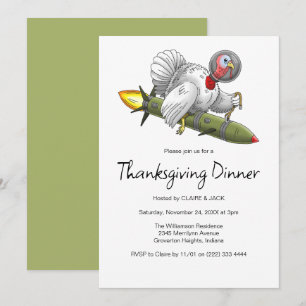 Invitación Pavo de Cohete de Acción de Gracias
