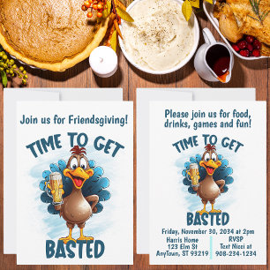 Invitación Pavo Divertido de Acción de Gracias o Día de Acció