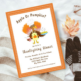 Invitación Pavo Lindo Con Tarta Y Helado De Acción De Gracias