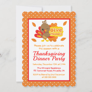 Invitación Pavo Lindo Fiesta de Acción de Gracias