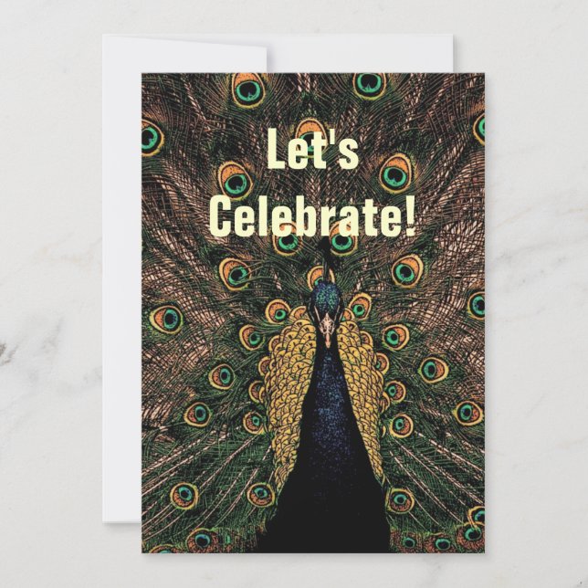 Invitación Pavo real - aniversario de bodas (Anverso)