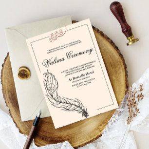 Invitación pavo real árabe Walima dibujado a mano ilustrado