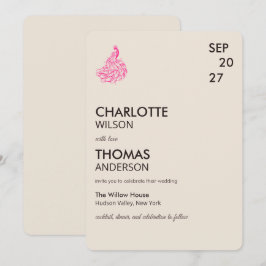Invitación Pavo Real Botánico de Boda | Arte de Alta Costura
