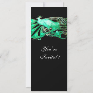 INVITACIÓN PAVO REAL ELEGANTE EN VERDE Y NEGRO