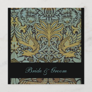 Invitación Pavos reales de William Morris que casan