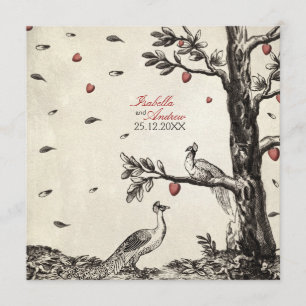 Invitación Pavos reales del vintage en el amor - boda