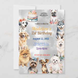 Invitación Paws de celebración: Tema de fiesta de cumpleaños