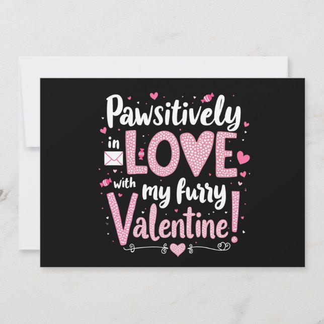 Invitación Pawsitivamente Enamorada De Mi Valentine Furry (Anverso)