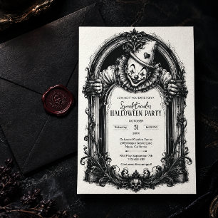 Invitación Payaso Antiguo Espeluznante Fiesta de Halloween