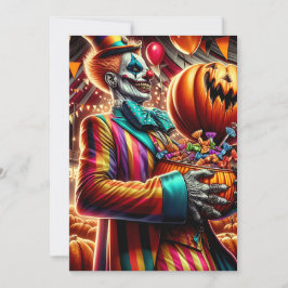 Invitación Payaso aterrador con Halloween de Jack O' Lantern