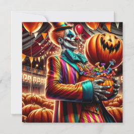 Invitación Payaso aterrador con Halloween de Jack O' Lantern