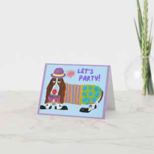 Invitación Payaso de Basset Hound ¡Vamos a la fiesta
