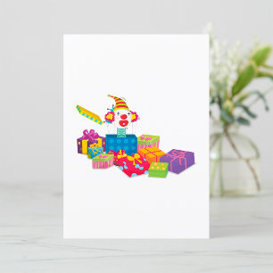 Invitación Payaso de caja sorpresa colorido