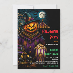 Invitación Payaso de Carnaval Malvado Espeluznante Fiesta de