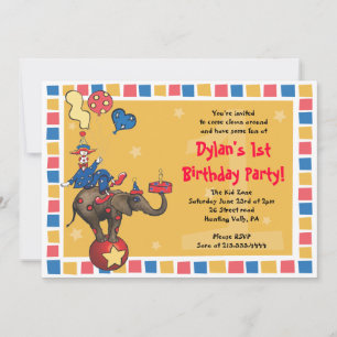 Invitación Payaso de Circo 1 Feliz Cumpleaños - Descuento par