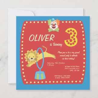 Invitación Payaso de circo Fiesta de tercer cumpleaños