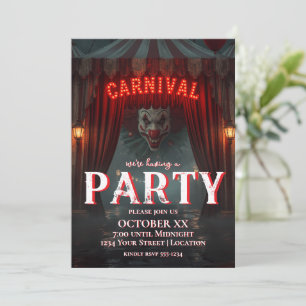 Invitación Payaso de entrada de carnaval espeluznante fiesta 