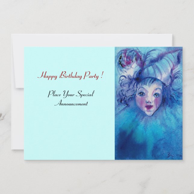 INVITACIÓN PAYASO EN AZUL (Anverso)