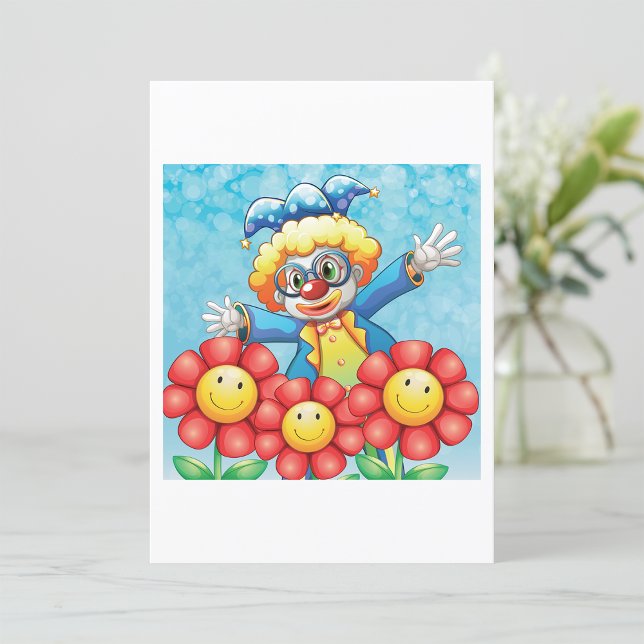 Invitación Payaso Feliz y Flores Sonrientes (Subido por el creador)