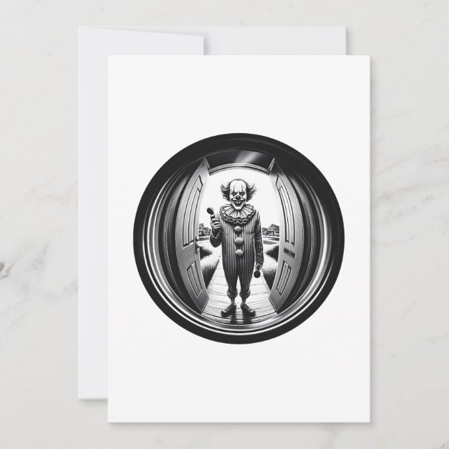 Invitación Payaso siniestro en tu puerta | Fisheye (Anverso)