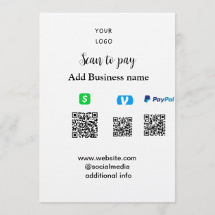Invitación Paypal Cashapp venmo escanear para pagar QR agrega